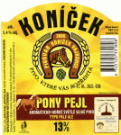Konicek - Pony Pejl, aromaticko - horke svetle silne pivo etiketa