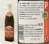 Primator Premium,  lahev a etiketa