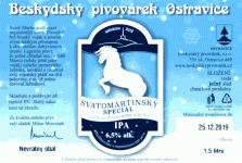 Beskydsky pivovarek - Svatomartinsky special, svetle svrchne kvasene silne pivo typu IPA etiketa